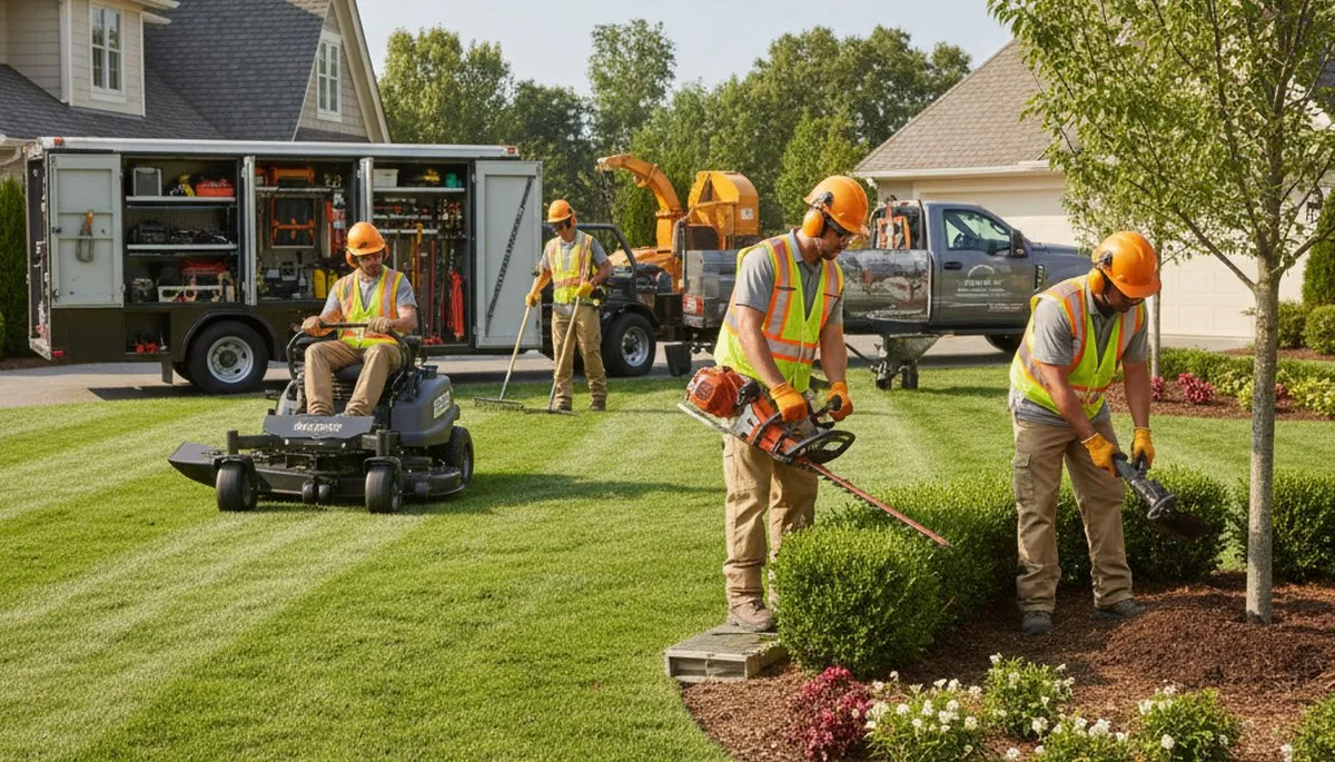 Charleston, SC tree service crew providing landscaping and outdoor maintenance for a coastal property