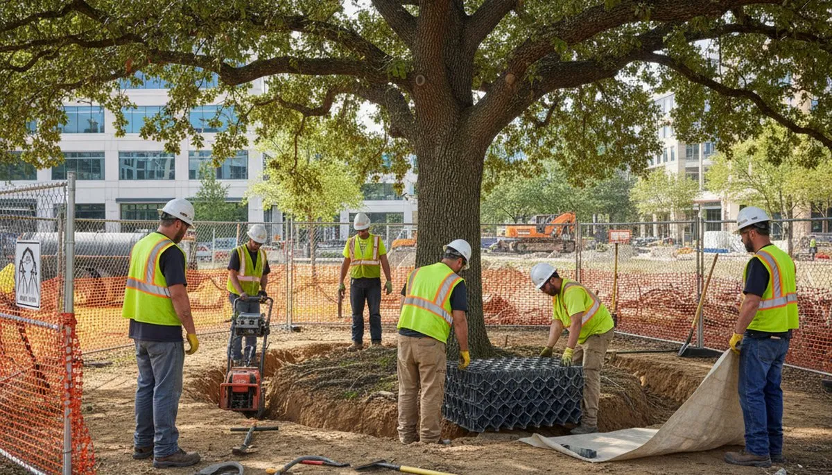 Charleston SC arborist protecting tree roots with root care service